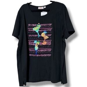 Quaker Factory women’s size 2X short sleeve t-shirt embroidered sequined martini